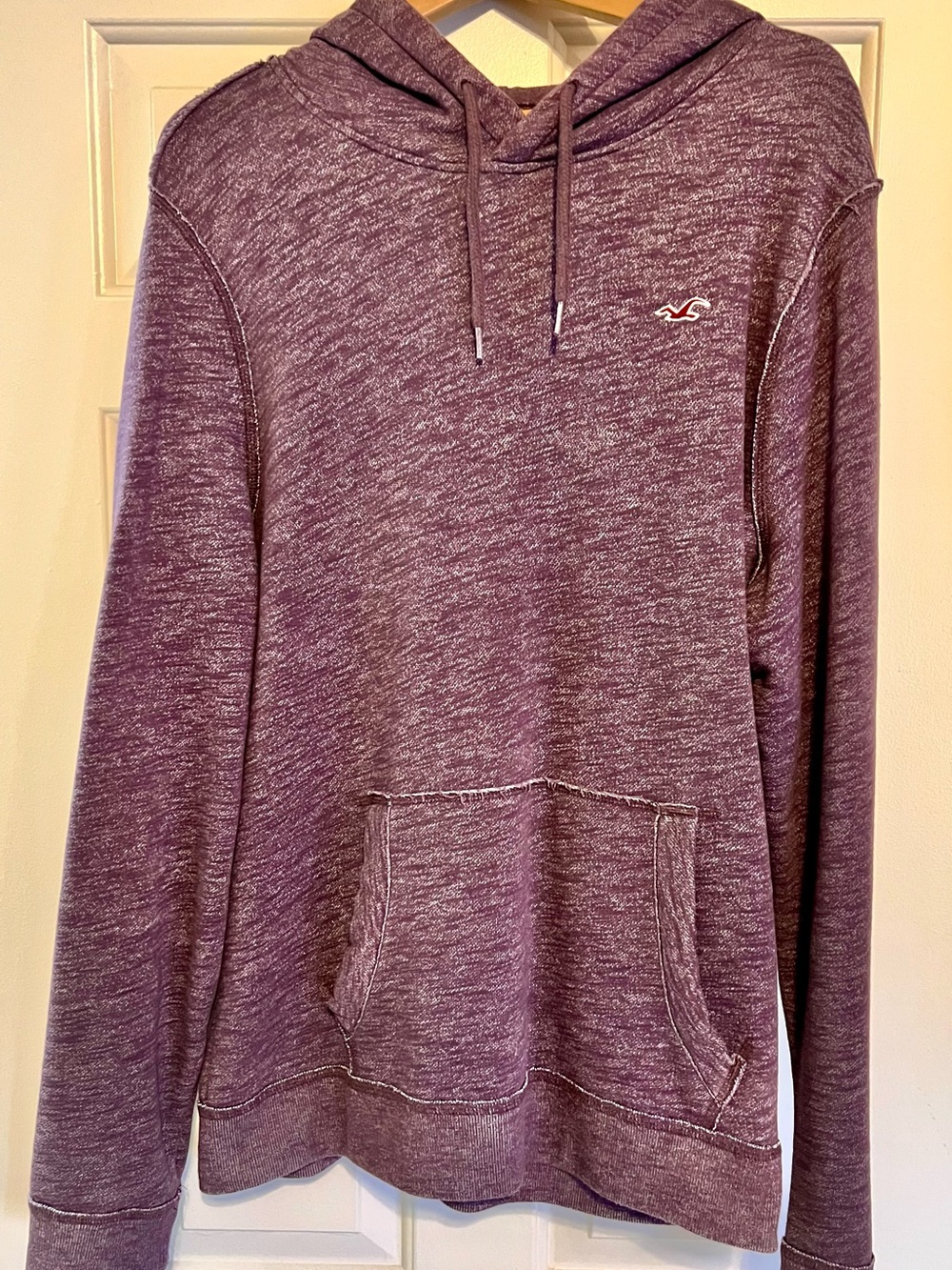 Hollister Men’s Heathered Plum Zip-Up Hoodie Sweater